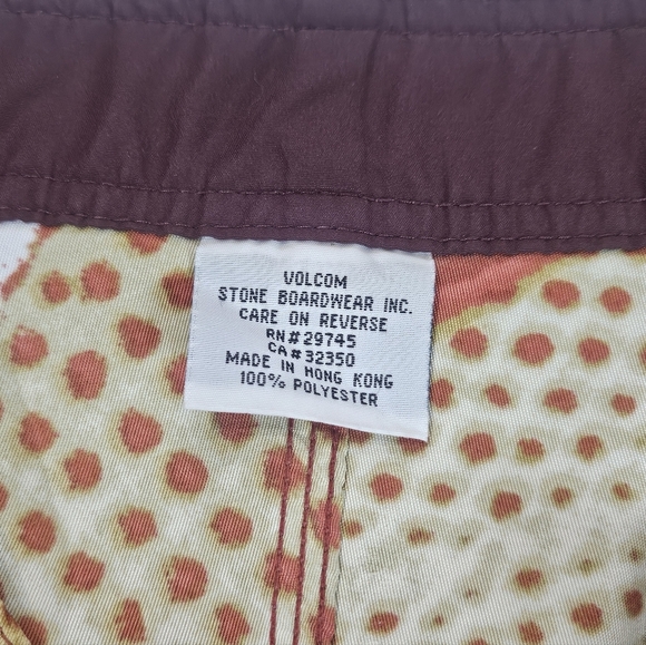 Volcom Stone Swim Trunks Mens 30 Waist Orange Beige Waist Tie Beachy Boardshorts - Picture 4 of 5